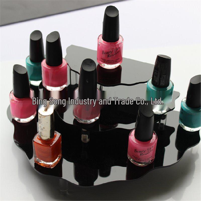 Acrylic Three-Tier Fan-Shaped Transparent Display Stand for Nail Polish, Pop Mart, Gashapon, and Cosmetics