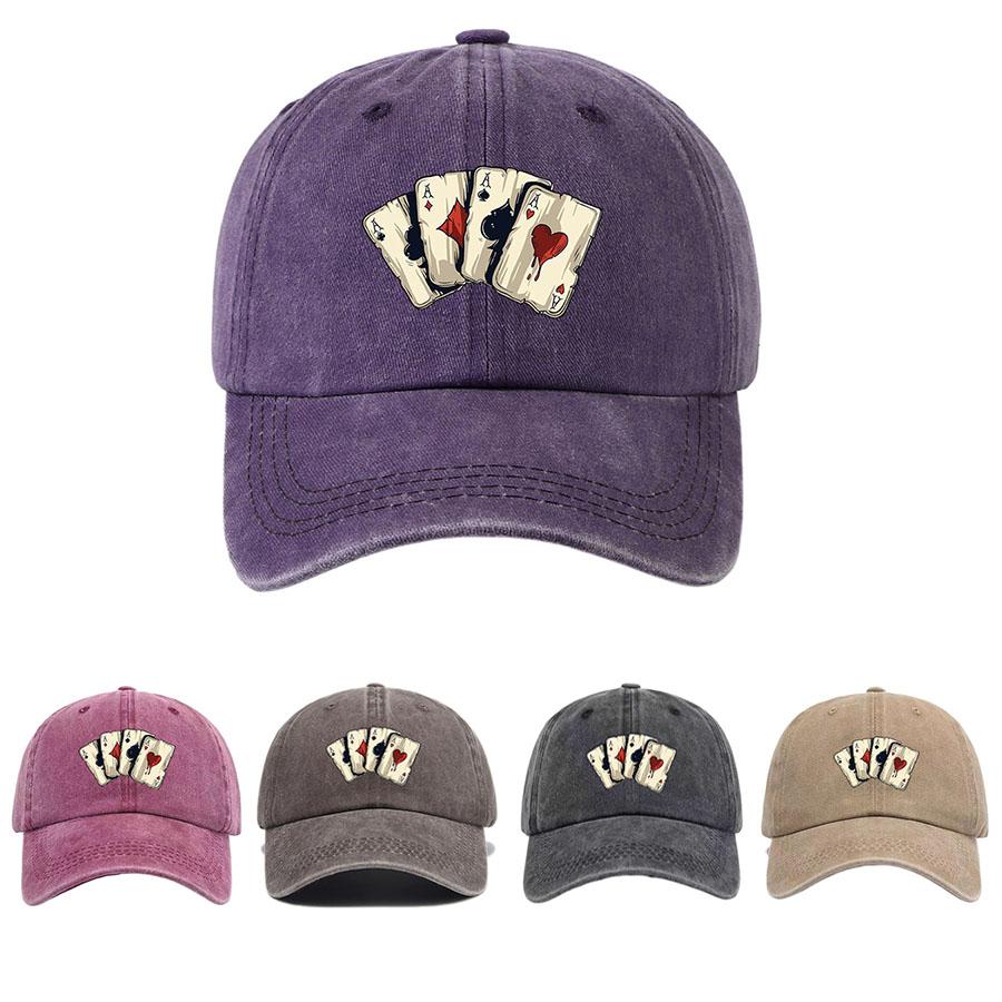A Unisex Baseball Cap with AAAA Playing Card Print, Soft Top, Vintage Style for Men and Women, Adjustable Fit, Suitable for Outd