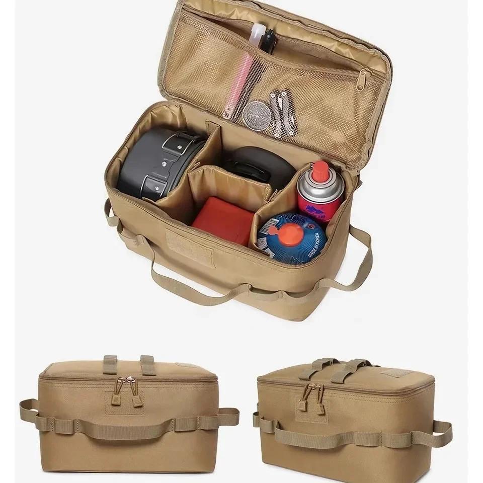 Outdoor Camping Gas Tank Storage Bag Large Capacity Ground Nail Tool Bag Gas Canister Picnic Cookware Utensils Kit Fishing Bag