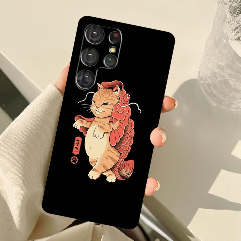 Ukiyo-e Samurai Cat Neko Ramen Case For Samsung Galaxy S23 Ultra S21 S22 S24 S25 Ultra S9 S10 Plus S25 FE S20 FE Back Cover