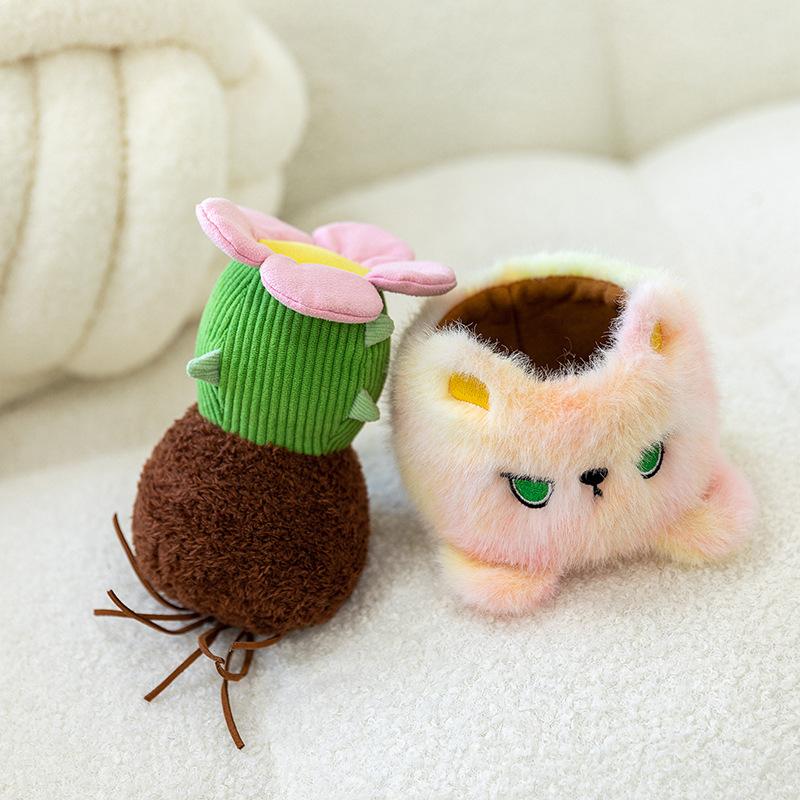 Creative Love Cat Cactus Plush Potted Plant for Girls Office Sun Flower Table Company Event Gift