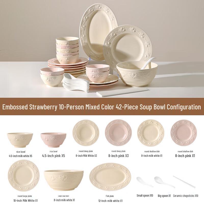 Mode Lanka Cream Style Embossed Ceramic Dinnerware