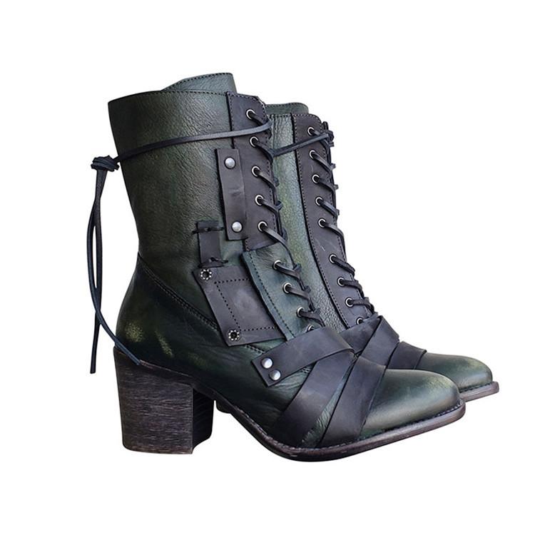 Botas Tacón grueso Tacón alto Cordón Up Martin Botas Hembra Pu Cross Strap  Botas Cortas comprar a buen precio — entrega gratuita, reseñas reales con  fotos — Joom