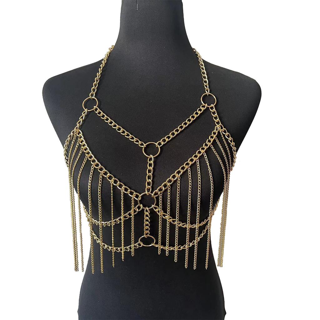 Festival Body Chain Harness Summer Waist Chain Metal Breast Chain Body Jewelry Rave Outfit  Dance Costume Accessories