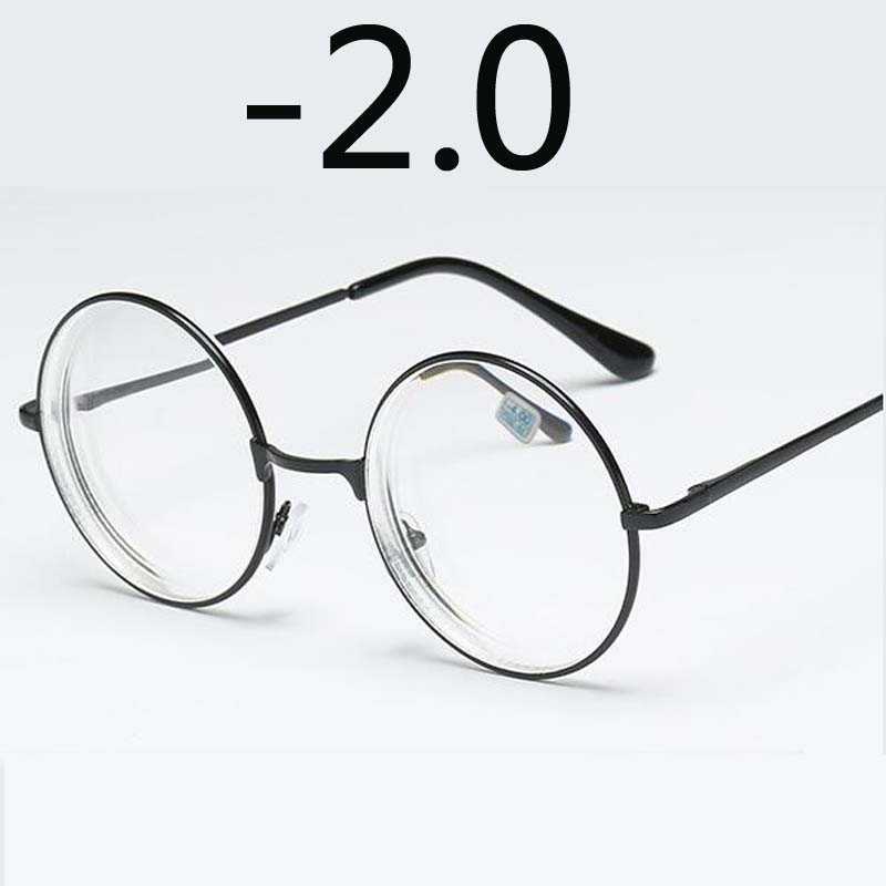 Round Glasses Woman Men Glasses Retro Myopia Optical Metal Frames Clear Lens Black Silver Gold Eyeglasses -1.0 -1.5 -2.0 To -4.0