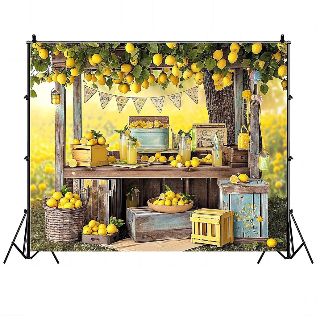 1 lemon water stall themed background banner, suitable for holiday party decoration, suitable for birthdays and weddings