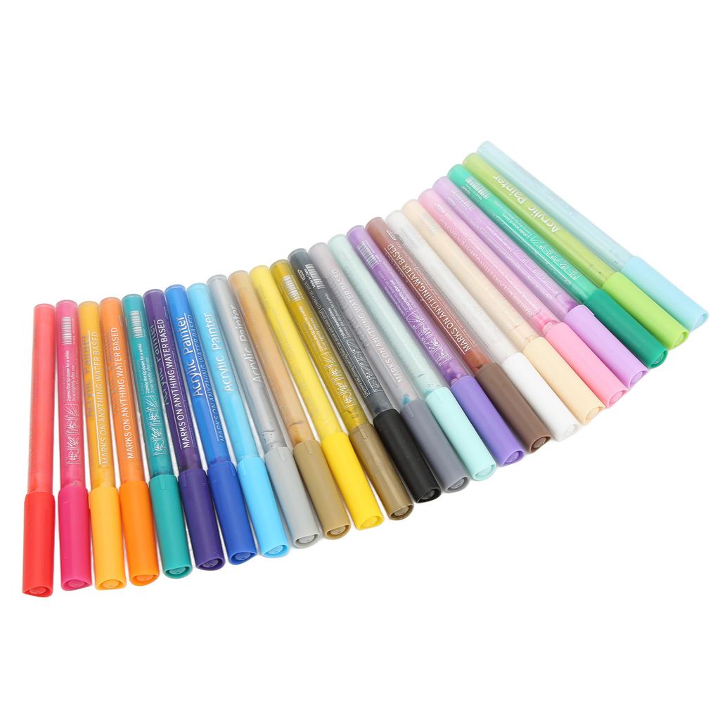24Pcs Acrylic Paint Markers Multi Function Safe Nontoxic Moistureproof Quick Drying Vivid Colors