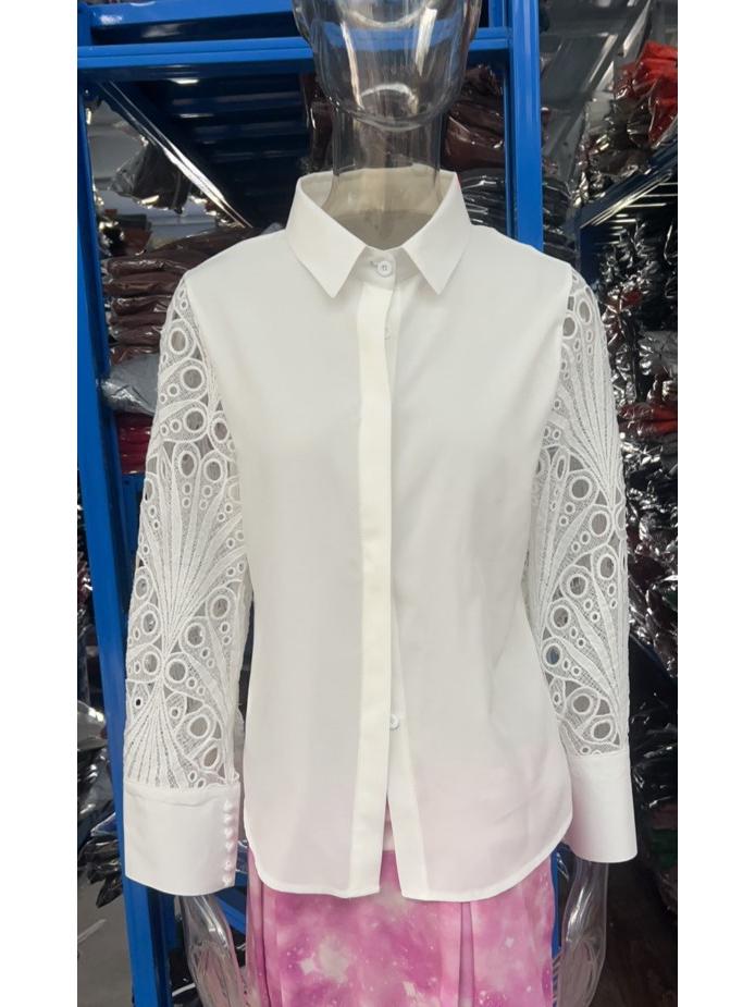 European & American Spring/Summer Women's Lace Patchwork Blouse