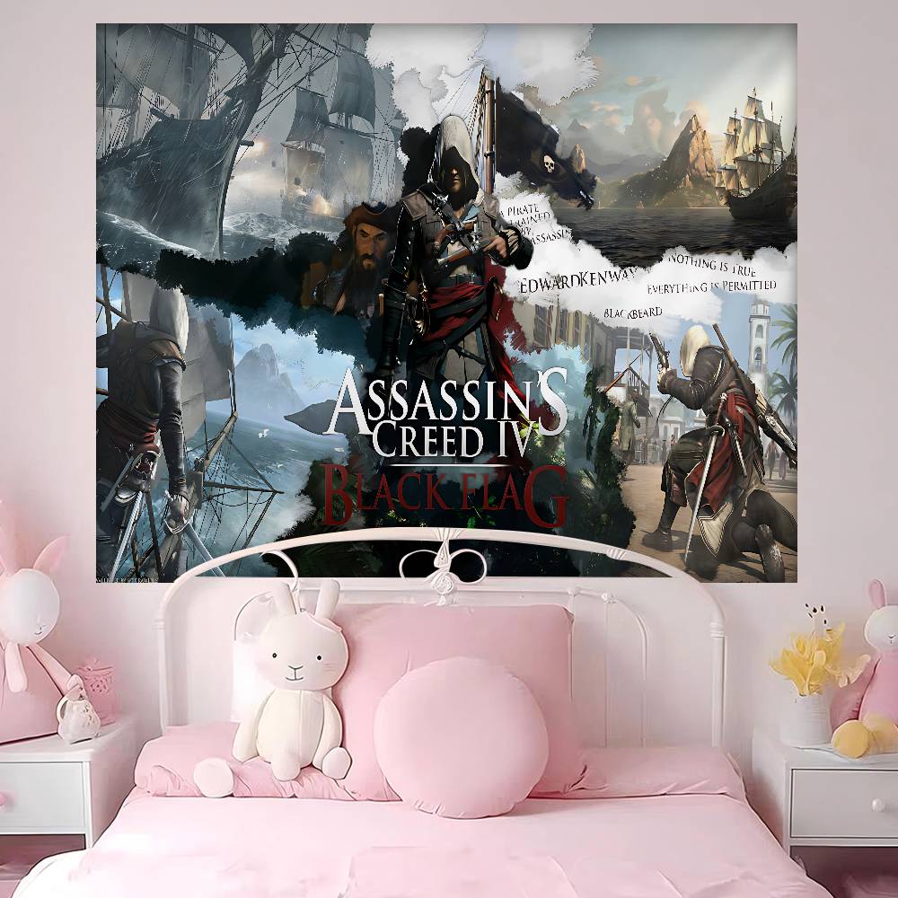 AAssassin CCreed Game Cartoon Tapestry Wall Hanging Decoration Household Home Decor