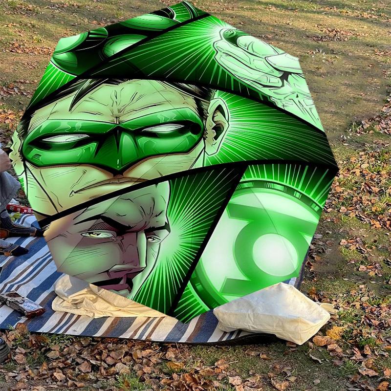 1pc Green Lantern Automatic Open/Close Umbrella Compact Folding Umbrella with 8-Rib Shaft lightweight esign, for Women/Men1133A