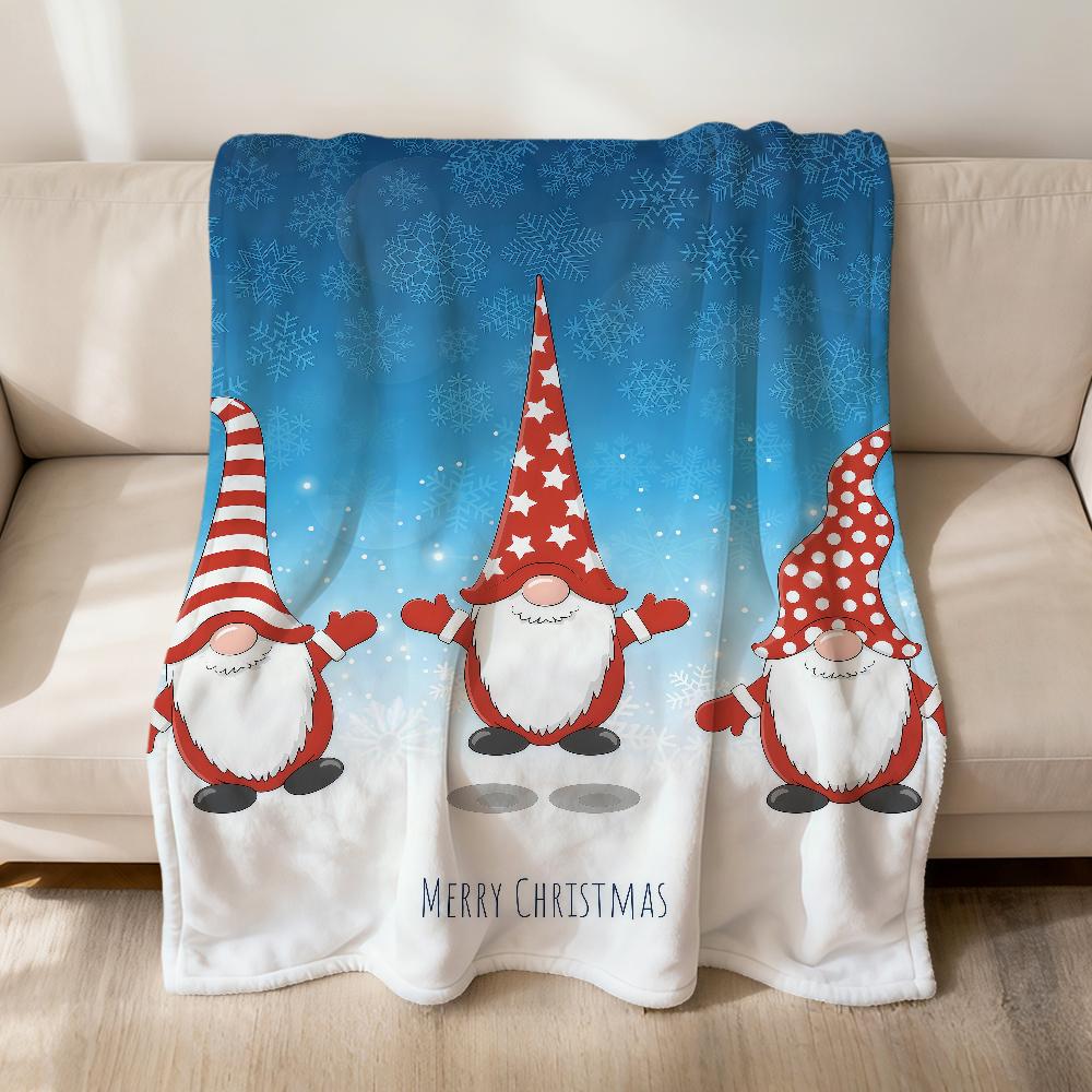fashion art Cute Christmas gnomes Flannel soft warm plush blanket for sofa living room pet hogar bedroom gift home Car portable