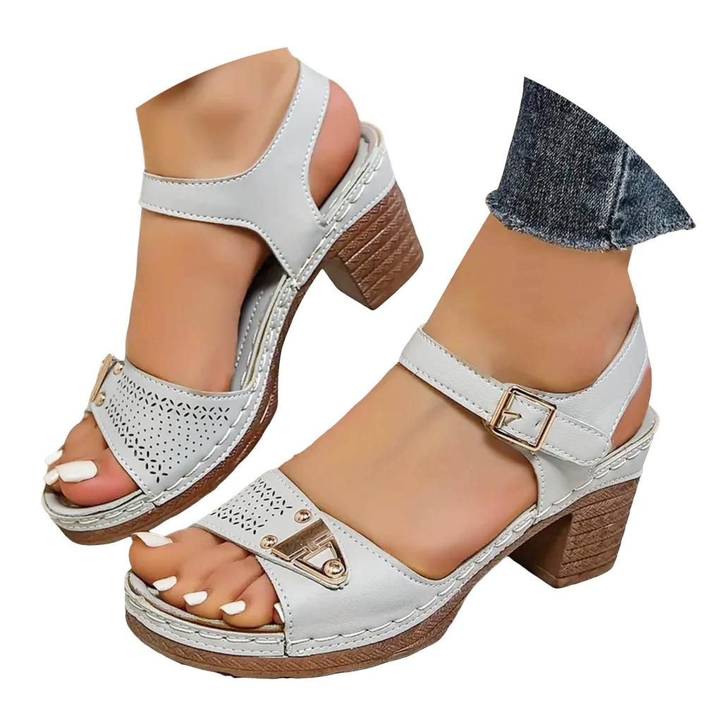 Women'S Sandals For Bunions Heels Scandals For Women High Heels Open Toe Cover Heel Suede Sandals Women'S Chaussure Femme