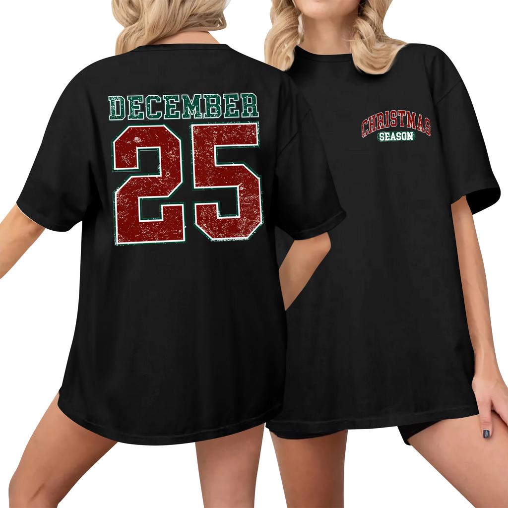 Women's Casual Printed T-Shirt Round Neck Pullover Short Sleeve Top