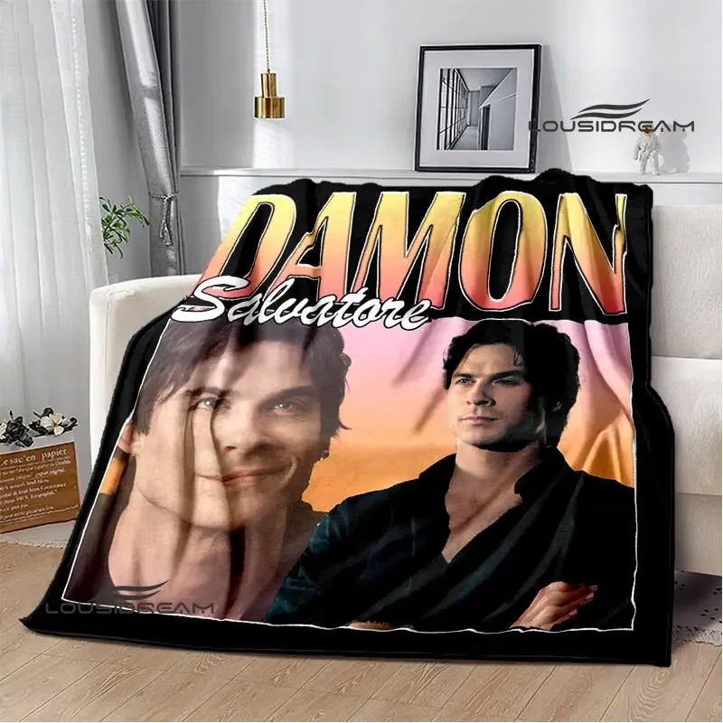 The Vampire Diaries Damon salvatore Blanket Flange Warm blanket Home travel blanket bed linings blankets for beds birthday gift