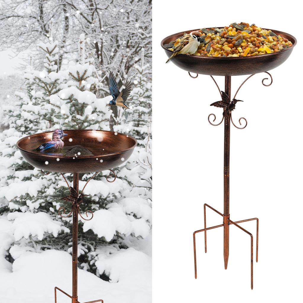 Bird Bath for Garden Metal Standing Bird Bath Feeder Bowls with 5 Prongs Stakes Easy to Install for Patio Outside Yard Decor
