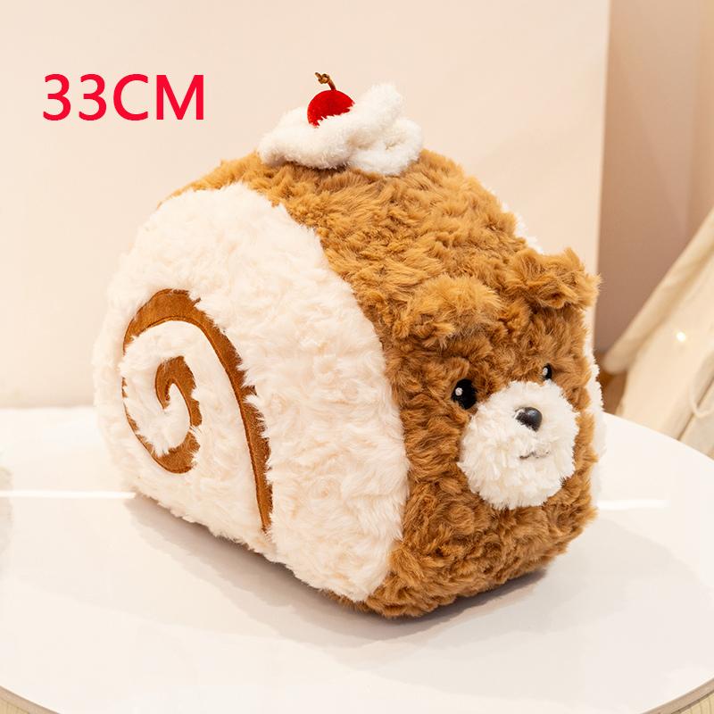 Simulation Cake Bear Adorable Soft Brown Bear Kawaii Stuffed Animal Cute Snack Plushies Doll Baby Sleeping Pillow for Girls Gift
