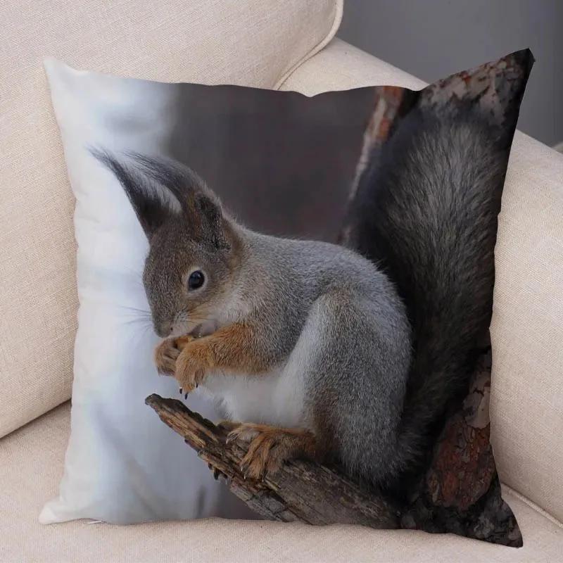 Cute Squirrel Cushion Cover Pillowcase Pillow Covers Home Decor Pet Animal Pillows Case Super Soft Polyester Pillows Covers