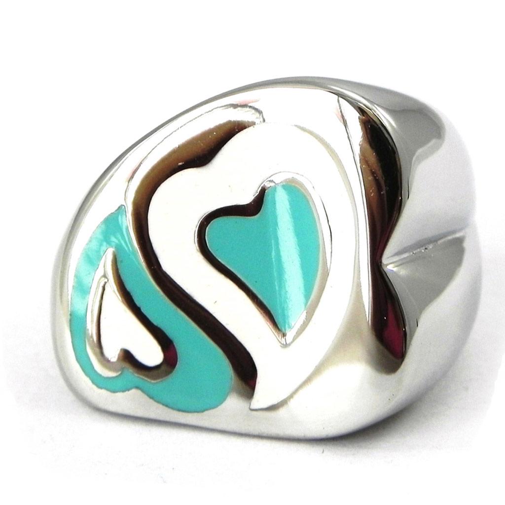 

Серебряное стальное кольцо с бирюзой Love