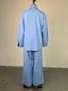 European & American Women's 2025 Summer Two-Piece Set: Sweet Fresh Lapel Beaded Shirt with High Waist Straight Leg Pants.
