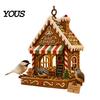 Hängende Vogel-Samenstation für den Außenbereich, Weihnachts-Schneemann-Futterspender, Harz-Dekorativer Wildwetterfester Futterspender-Schmuck für Garten, Hof, Terrasse, Balkon,