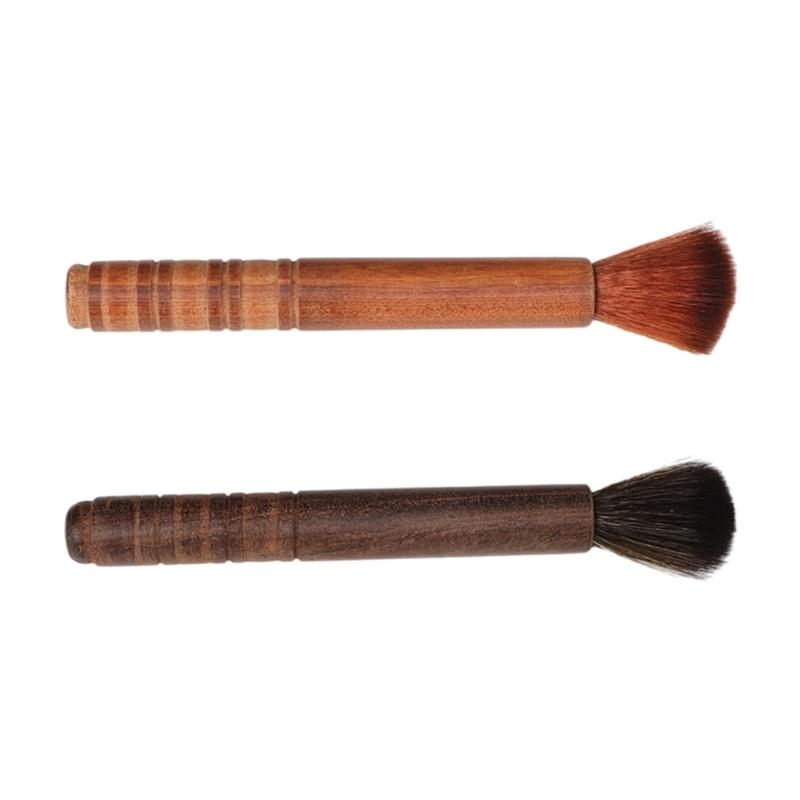 

2pcs Ebony Teapot Cleaner with Soft Bristles Ergonomic Handle Teas Dusting Tool Cleaning Brush for Coffee Machine 1