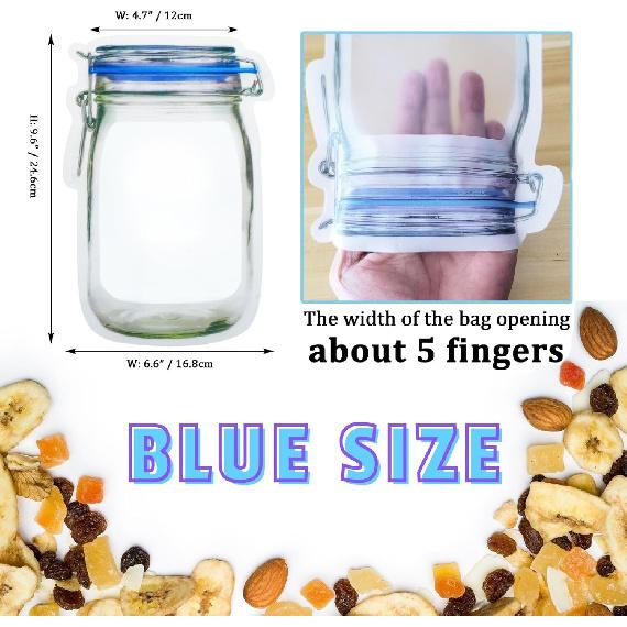 laffeya 20 Reble Mason Jar Bags for Cookies, Nuts, Candies, Great for Picnics, Camping, Sealable Spice Storage Bags