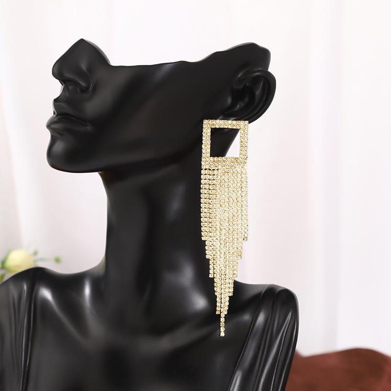 Long Tassel Earrings Design Sense Geometric Exaggerated Earrings Women S Personality Trend Round Bead Earrings Jewelry золотой