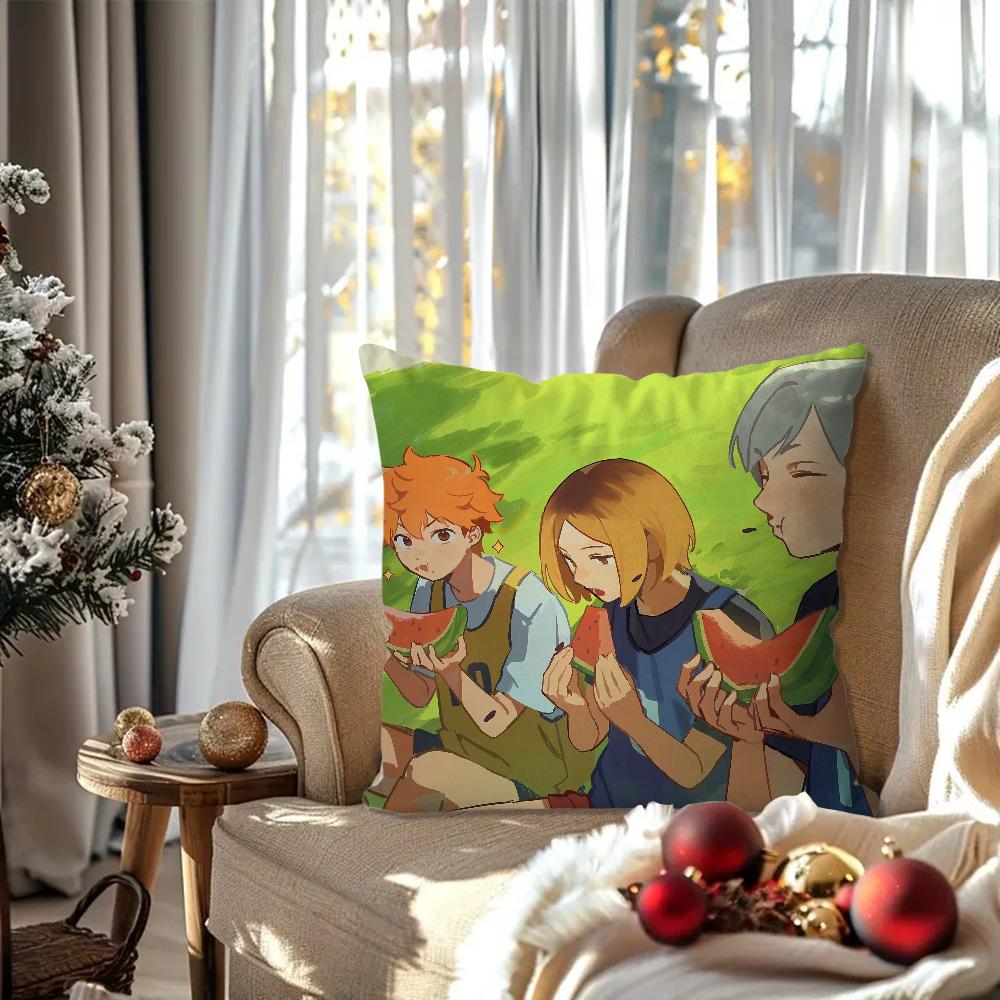 Haikyuue Hot Blooded Anime Pillow Case Square Pillow Bedroom Sofa Leisure Comfort Cushion Car Living Room Home Decoration 40X40