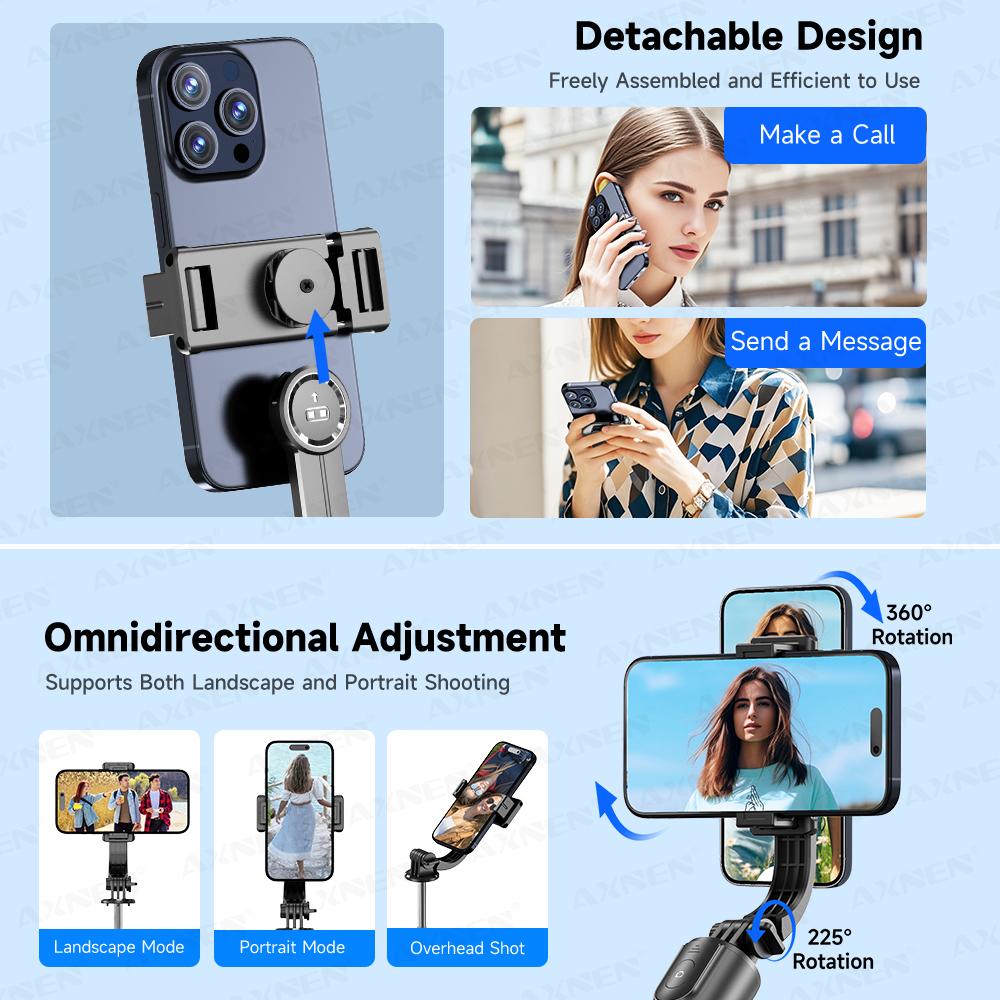 F15 Selfie Stick Tripod with Bluetooth Remote, 6-Section Extendable Pole, 360° Rotation, Fill Light Option, for Phone Vlog