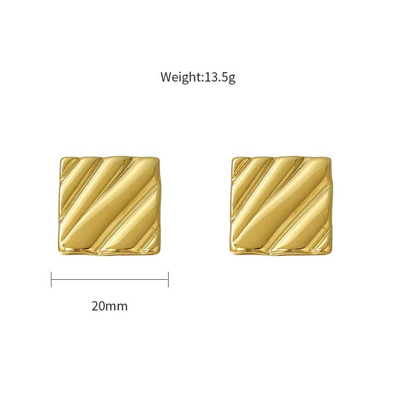 

Geometric 316L Popular Gold Stud Earrings Light Luxury Classic Twill Bag Design Earrings