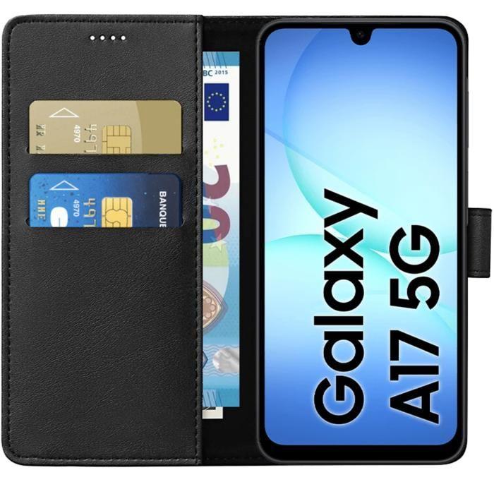Skal - PHONILLICO - Samsung Galaxy A17 5G - Plånbok Svart - Magnetiskt lock - Kortförvaring