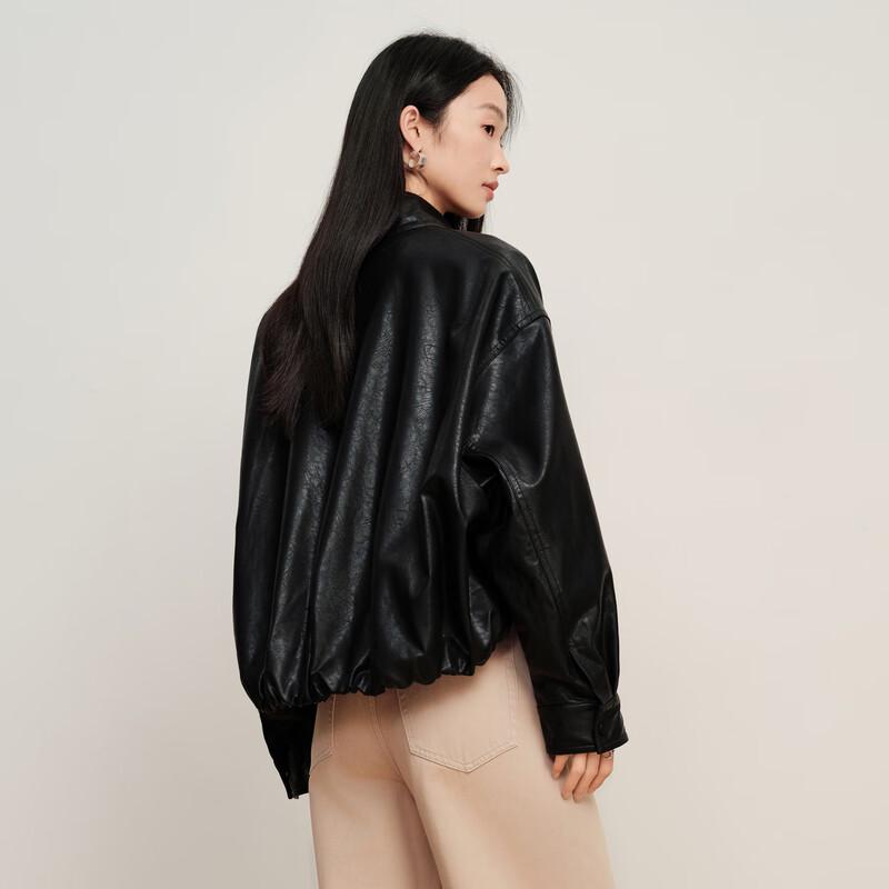 Elva' Island Women's Casual PU Leather Short Jacket