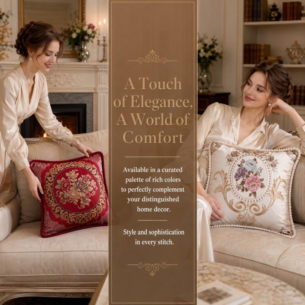 Retro Decorative Jacquard Pillow Case Europe Style Throw Pillow Case Cushion Cover Sofa Decor