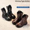 Retro Embroidered Western Cowboy Boots for Children, Fashionable Square Toe Ankle Boots, Knight Boots