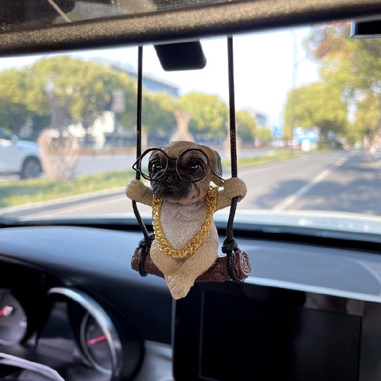 Cute Dog Car Rearview Mirror Ornaments Hanging Pendants Keychain Accessories