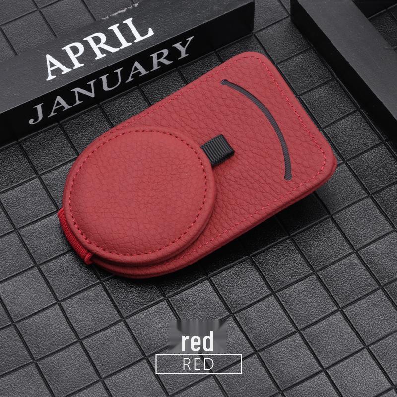 Multifunctional Leather Car Visor Clip: Sunglasses Holder & Card Storage