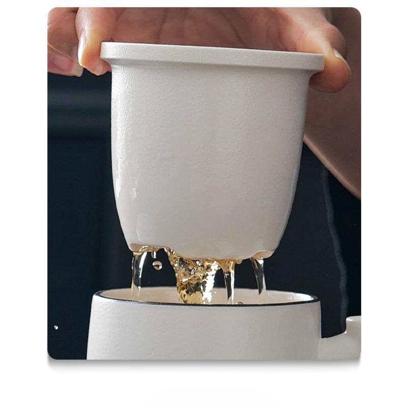 350ml Thermostatic Ceramic Mug, Teacup Tea Separation Cup, Gift Box Ceramic Tea Sets Water Cup, 1 set