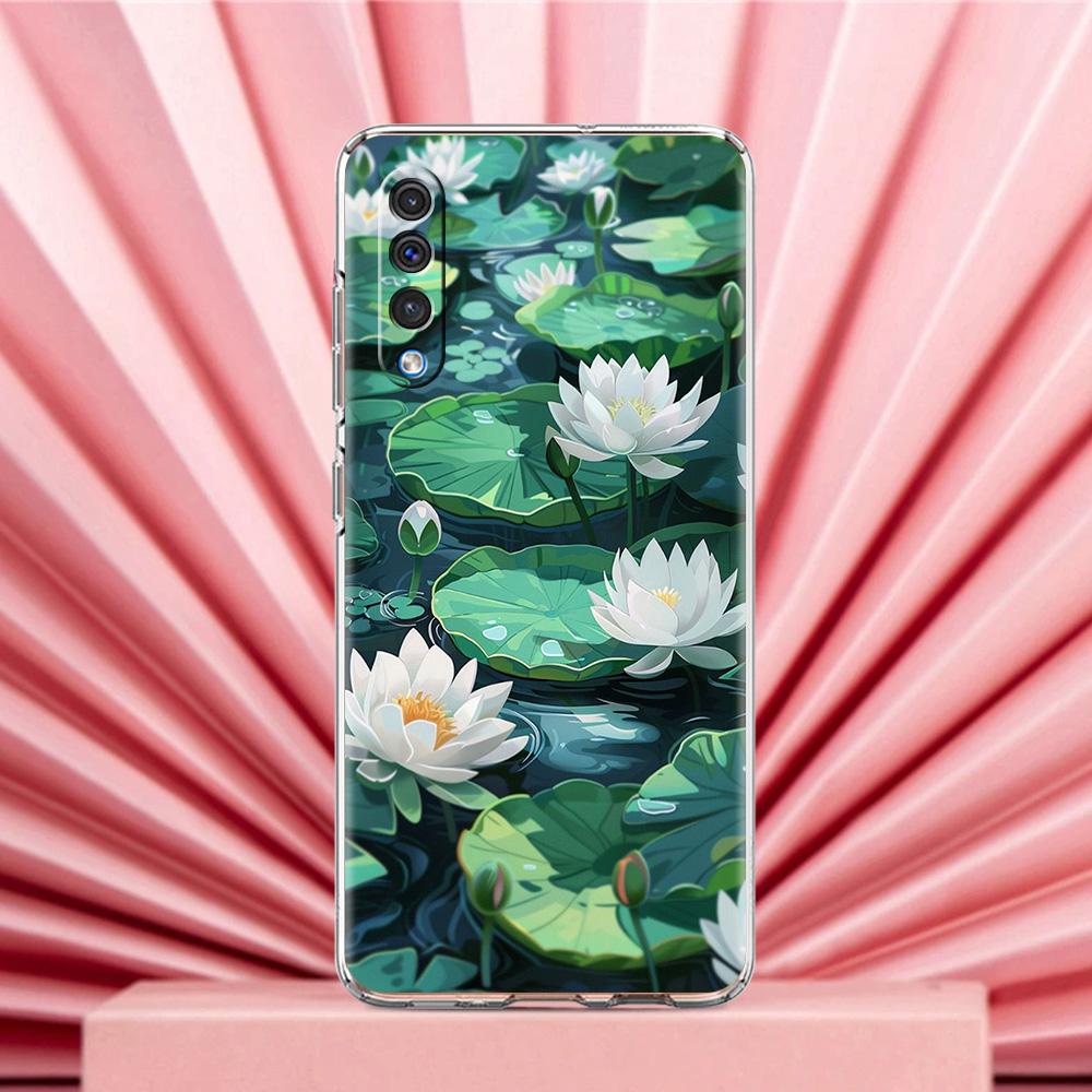 Phone Case For Samsung A56 A36 A26 A24 A16 A14 A12 A32 A50 A70 A20E A22 A40 A34 A54 A42 A52 5G A04s A06 Cover Lotus Pattern