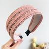 PROLY New Fashion Hair Accessories For Women Wide Side Headband PP Woven Casual Headband Shining Rhinestone Hairband Summer