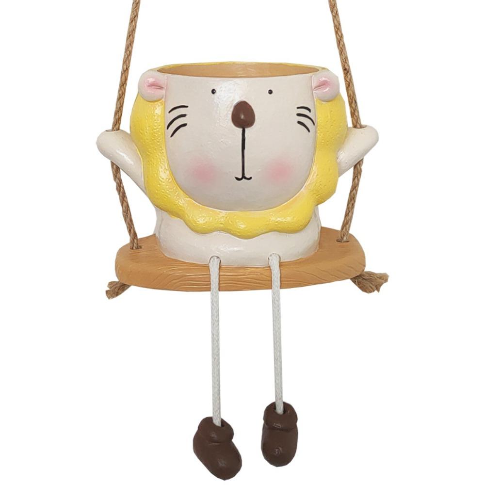 

Bohemian Swing Hanging Basket Resin Crafts Succulent Pot Creative Animal Planter Landscaping Decor Lion