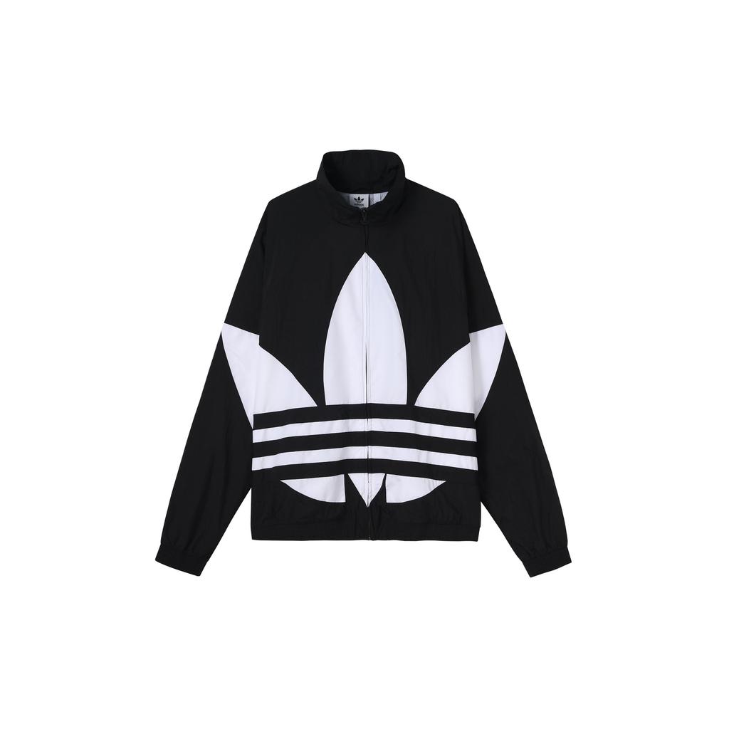 adidas Originals Felpa da Tuta Big Trefoil Blu Marino Notte Zip Intera Giacca Sportiva Retro Uomo Top Neri FM9892