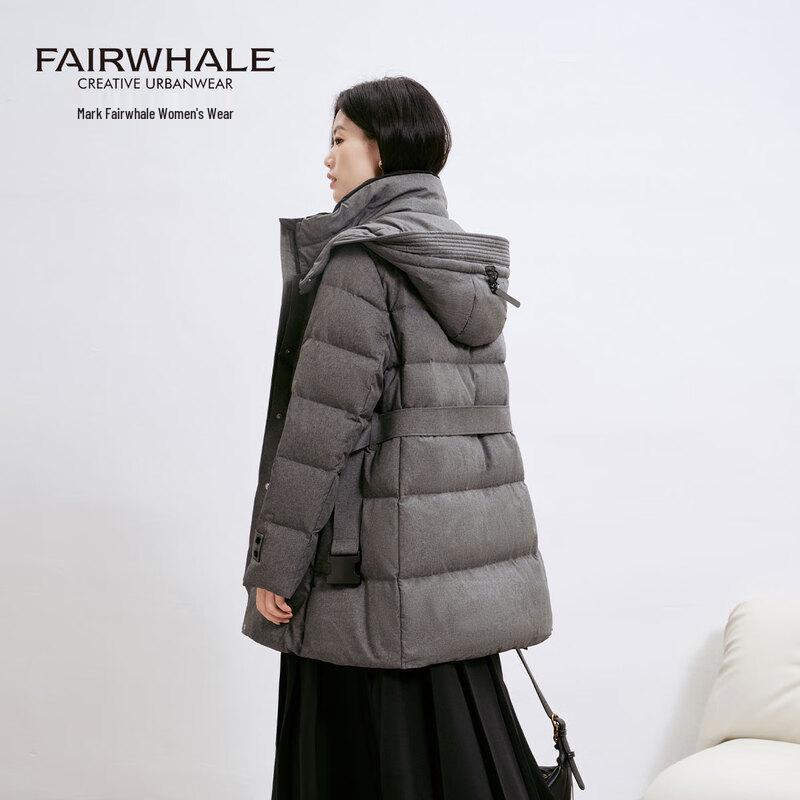 Mark Fairwhale Women s Workwear Style Waist-Cinching Hooded Down Jacket M