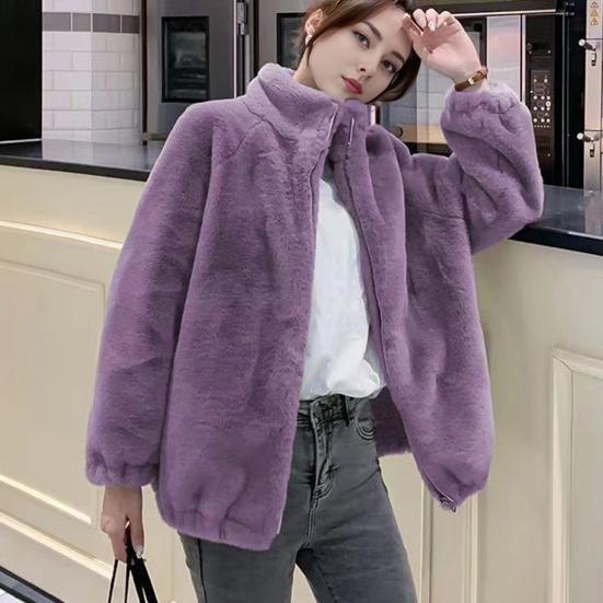 Women Coat Solid Color Double-Sided Velvet Coat with Pockets Warm Long-Sleeved Autumn Winter Outerwear