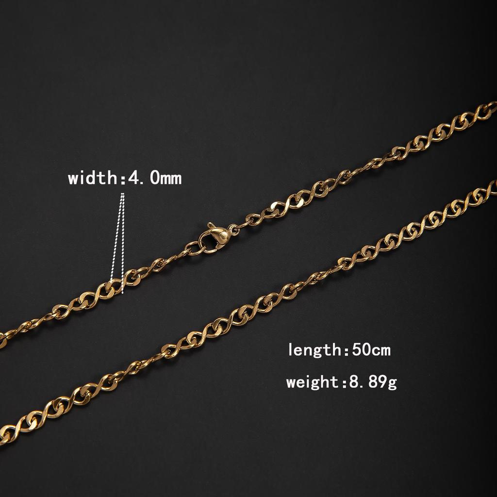 Elegant Minimalist Stainless Steel Figure-Eight Necklace - Bright Texture, Versatile Layering Chain