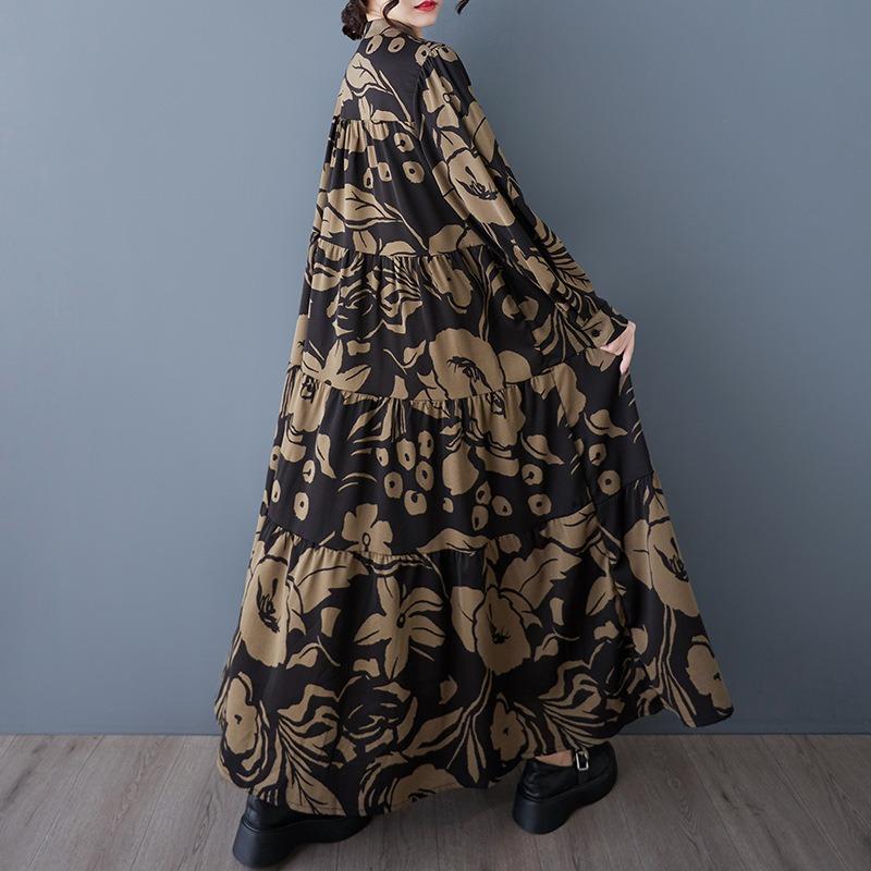 Spring and Autumn Large-size Women's Clothing Round Neck Long-sleeved Loose Pendulum Type Middle-aged and Elderly Mother Clothing Foreign