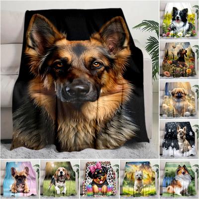 1PC Dog Cute Printed Blanket, All Season Lightweight Home Office Outdoor Nap Multifunctional Blanket A2