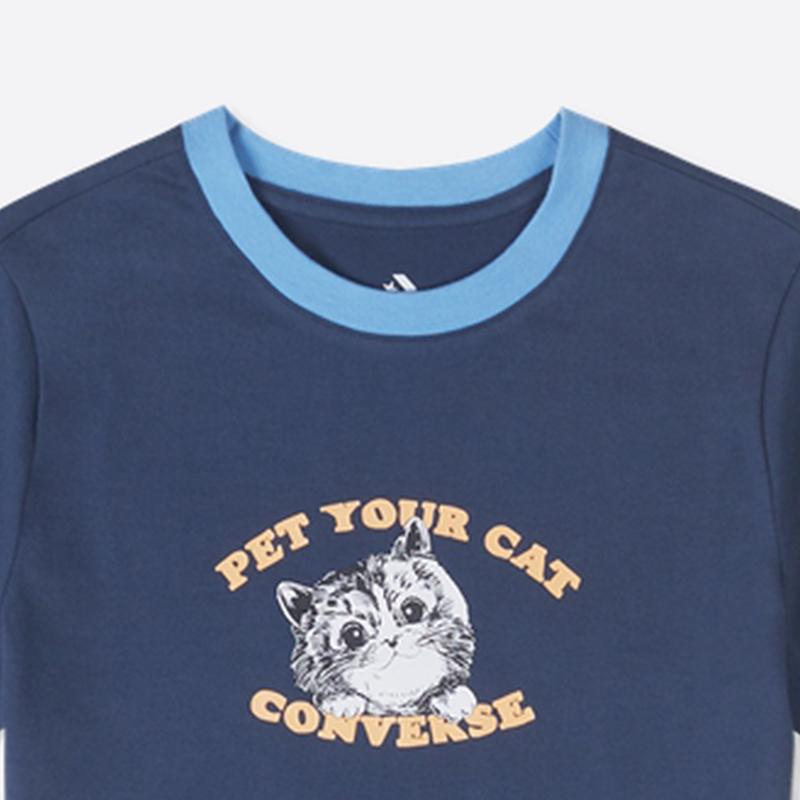 New Converse Regular T Shirt Women's Blue 10027951-A02