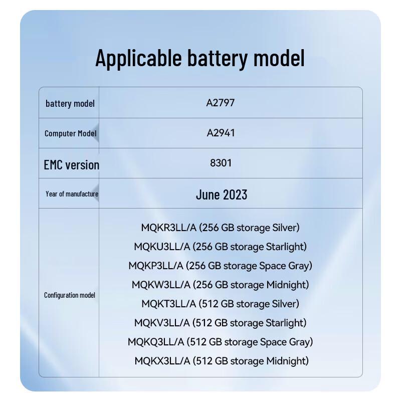 llano Replacement Battery for Apple MacBook (A2797/A2941)