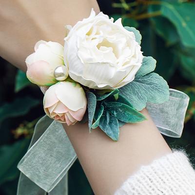 Wrist Flower Delicate Charming Romantic Bridesmaid Artificial Flower Wrist Bracelet for Weddings