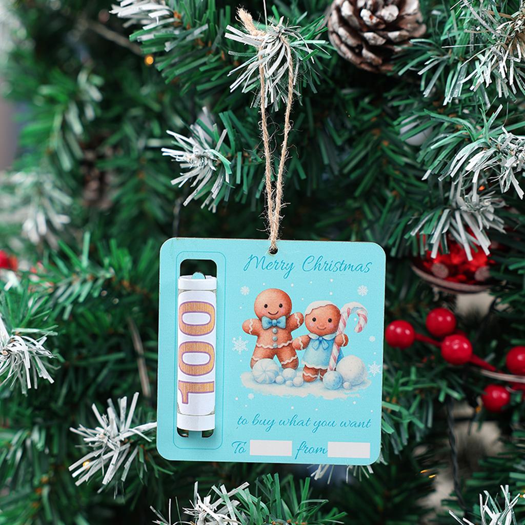 Christmas Santa Claus Wooden Money Card Pendant Merry Christmas Decor for Home 2025 Navidad Xmas Tree Ornament New Year 2026